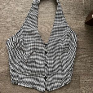 Halter corset houndstooth top